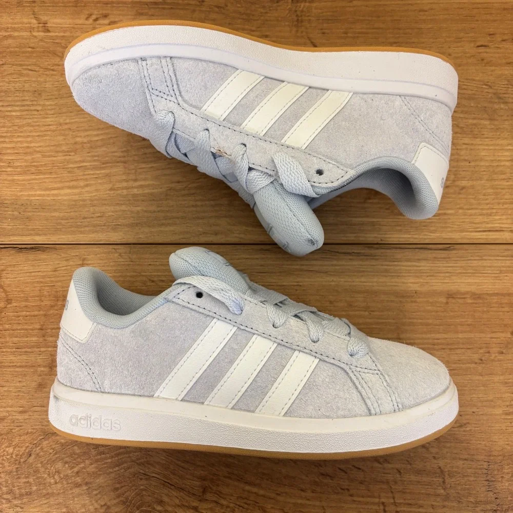 Adidas Grand Court 00s Shoes Crystal Sky/Cloud White Kids Size 1 Suede Lace Up
